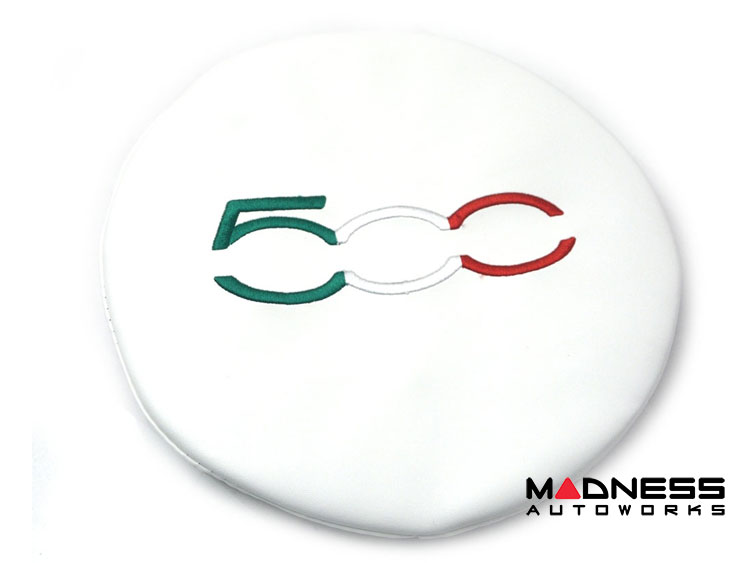 FIAT 500 Headrest Cover Set - Front - White - 500 Logo w/ Italian Color Theme